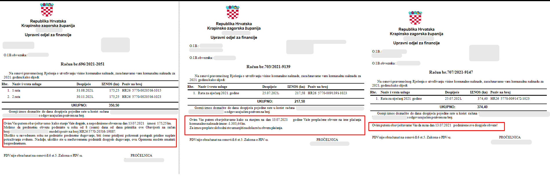 Ispis pretplate/duga na računu